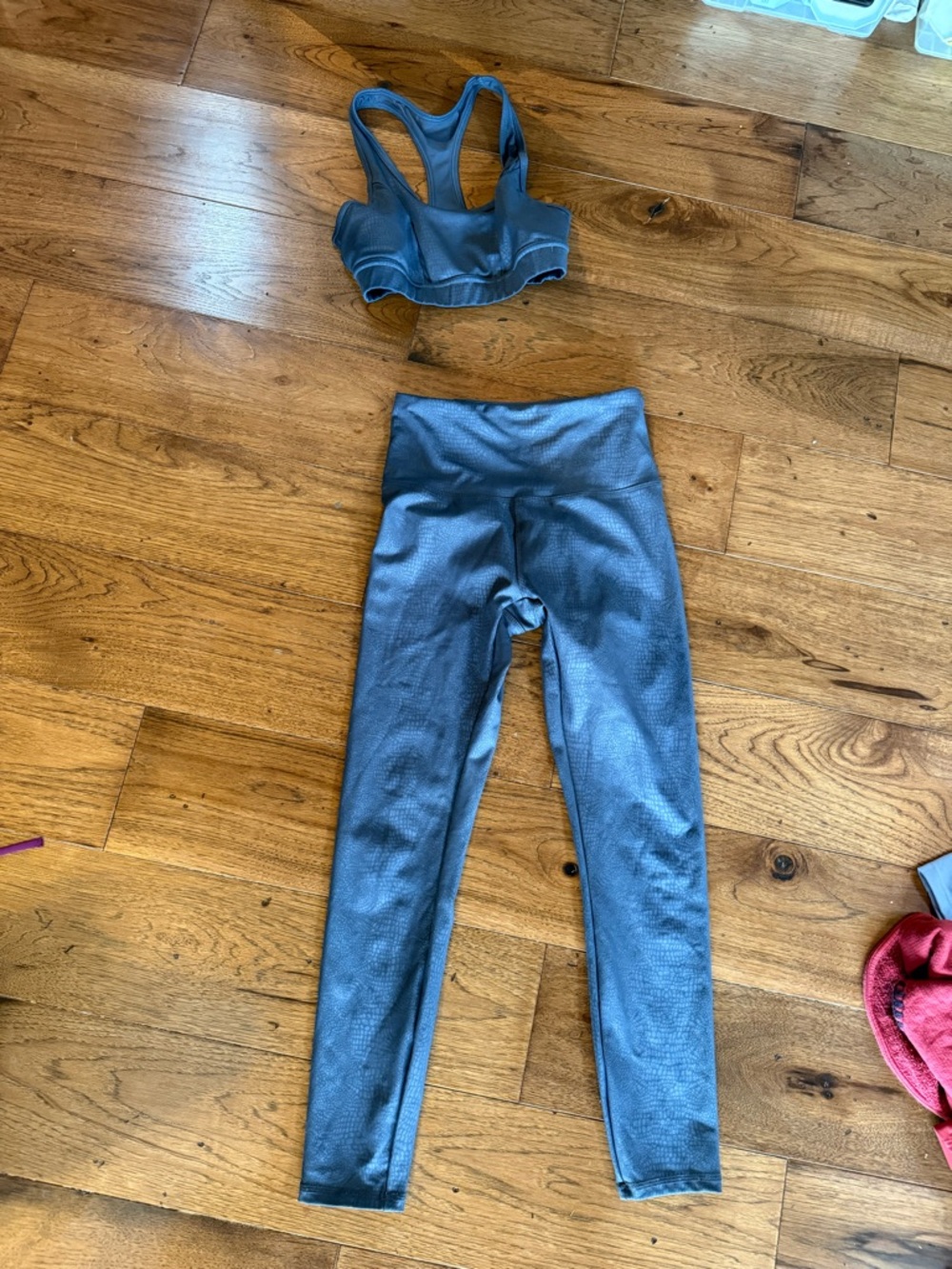 Marika Steel Blue High-Waist Leggings with Matching Sports Bra